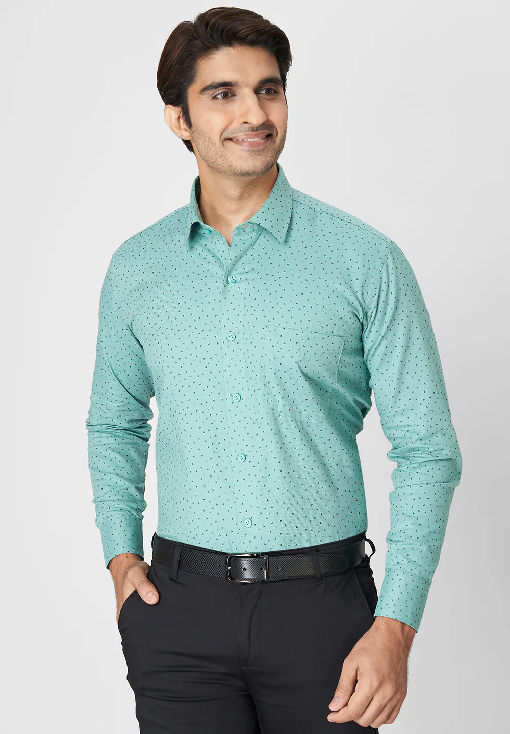 Men Green Smart Fit Formal Shirt