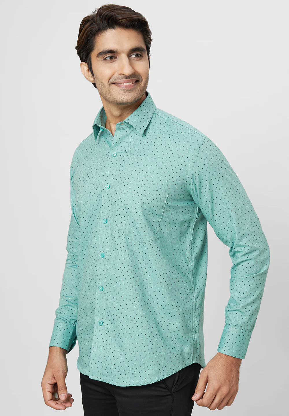Men Green Smart Fit Formal Shirt - Image 2