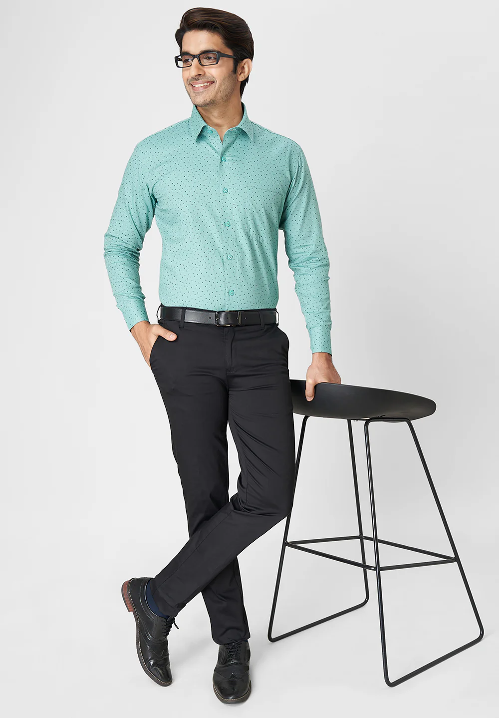 Men Green Smart Fit Formal Shirt - Image 3