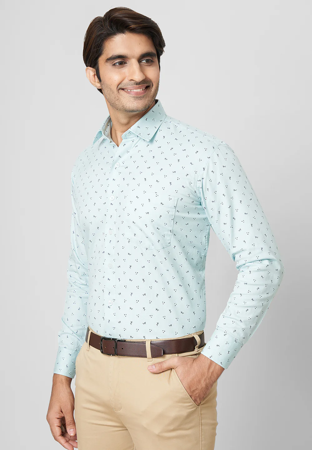 Pure Cotton Semi Formal-Smart Fit Shirt - 40837 - Image 5