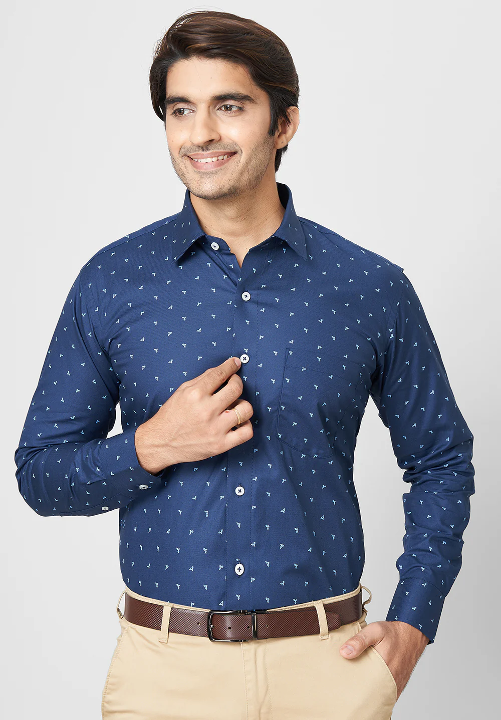 Pure Cotton Semi Formal-Smart Fit Shirt - 40851