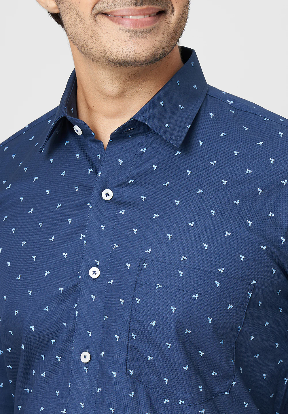 Pure Cotton Semi Formal-Smart Fit Shirt - 40851 - Image 2