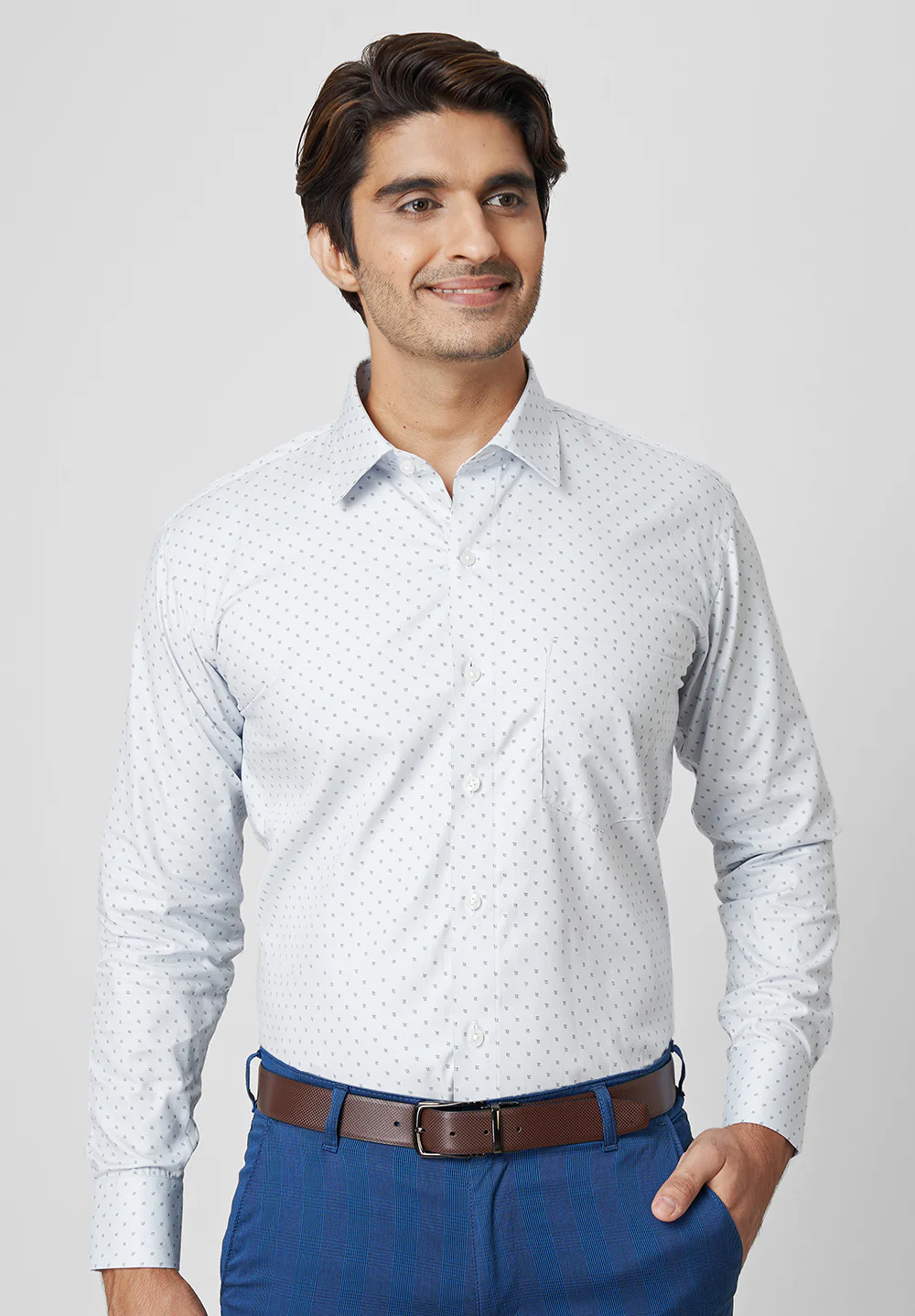 Pure Cotton Semi Formal-Smart Fit Shirt - 40852