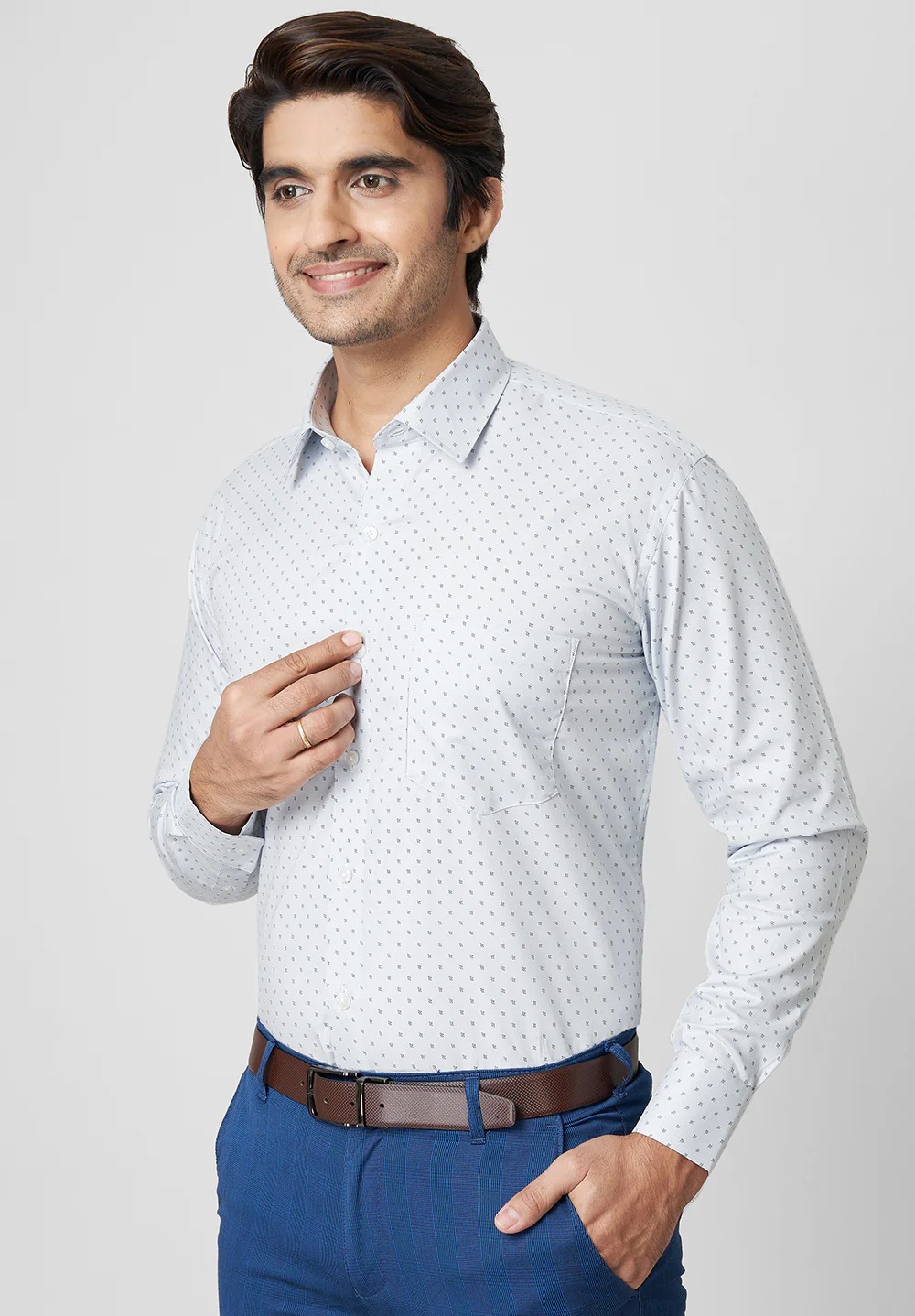 Pure Cotton Semi Formal-Smart Fit Shirt - 40852 - Image 3