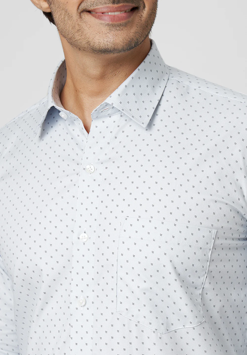 Pure Cotton Semi Formal-Smart Fit Shirt - 40852 - Image 5