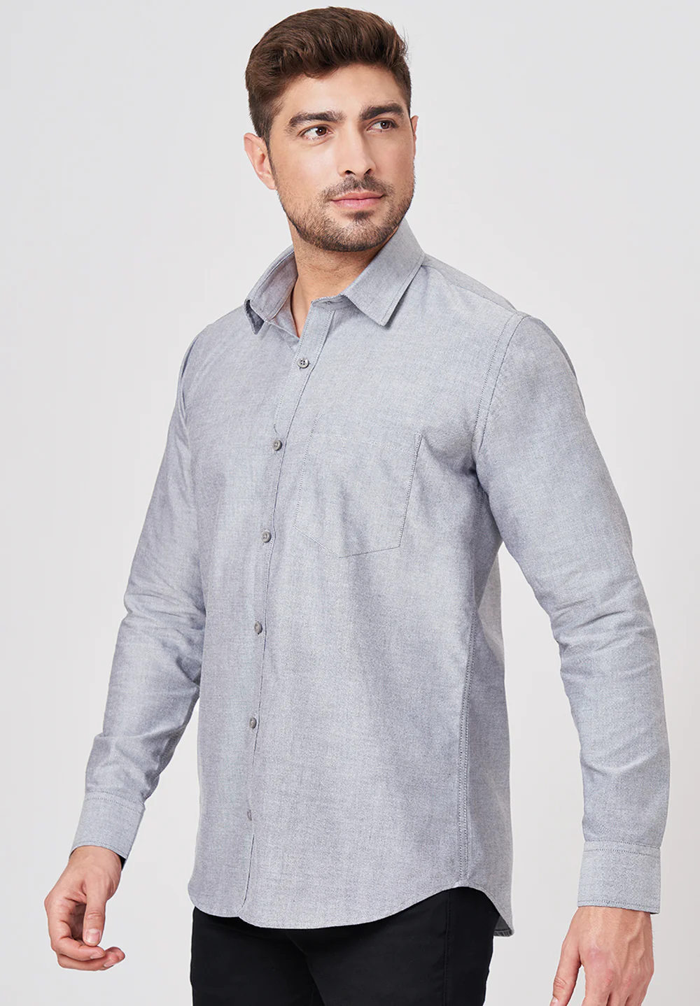 Men Grey Slim Fit Formal Shirt - Image 2