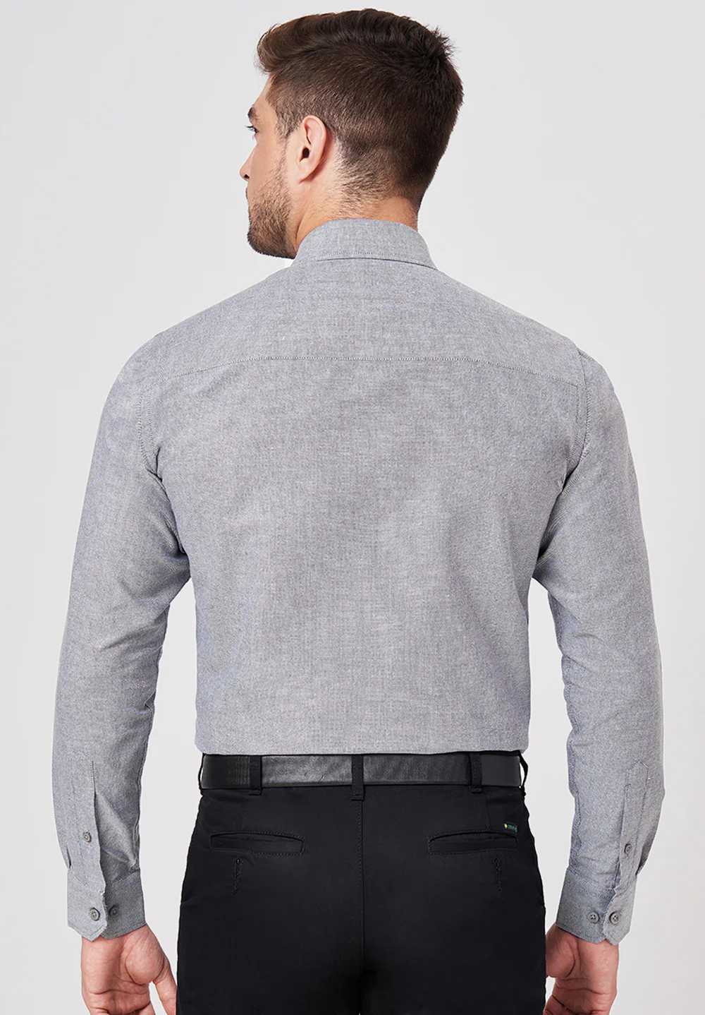 Men Grey Slim Fit Formal Shirt - Image 3