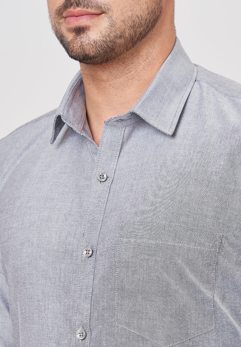 Men Grey Slim Fit Formal Shirt - Image 4
