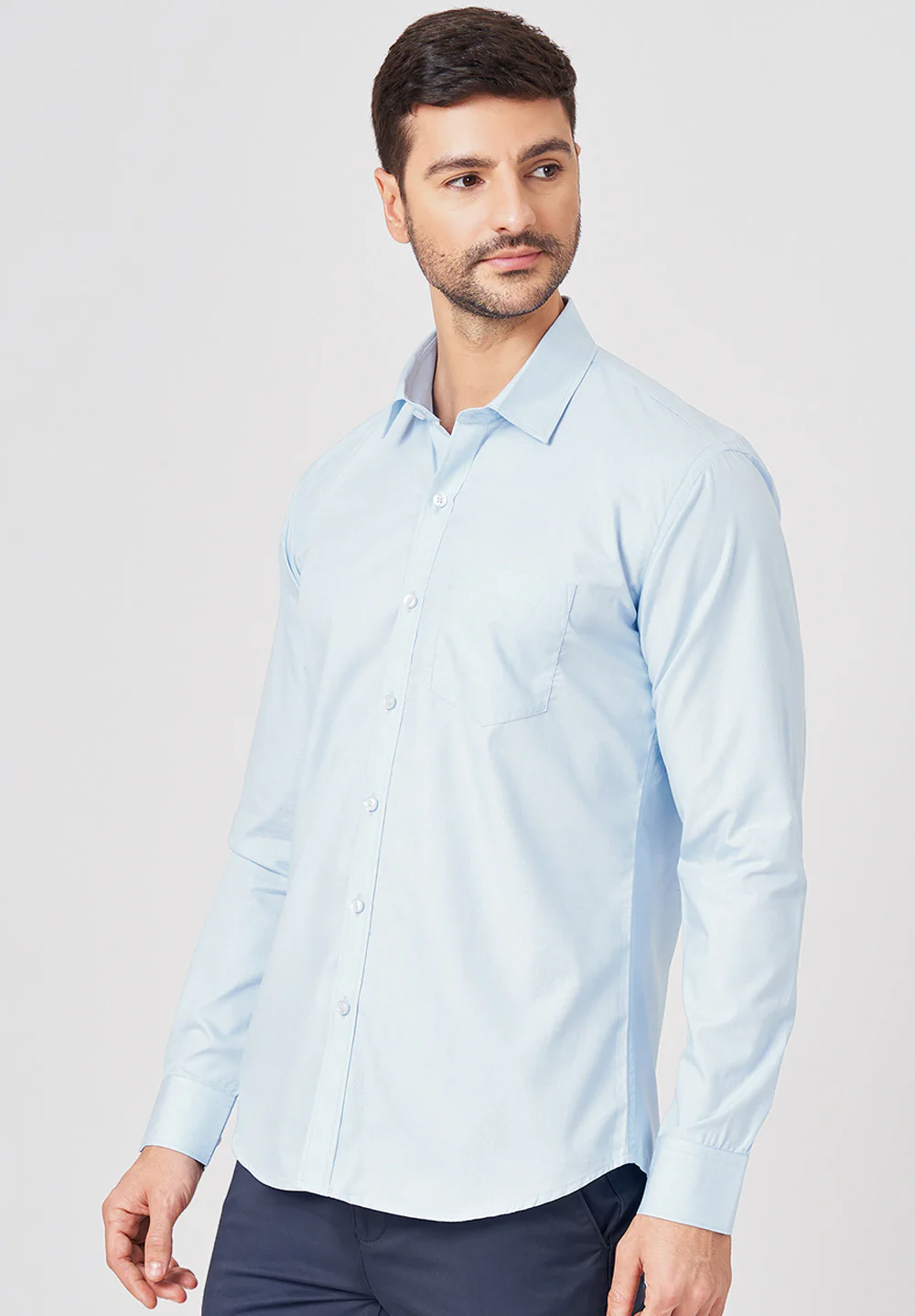 Men Blue Slim Fit Formal Shirt - Image 2