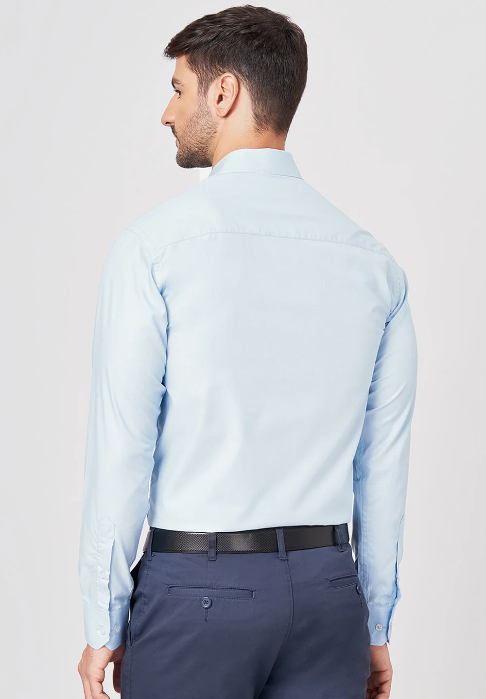 Men Blue Slim Fit Formal Shirt - Image 3
