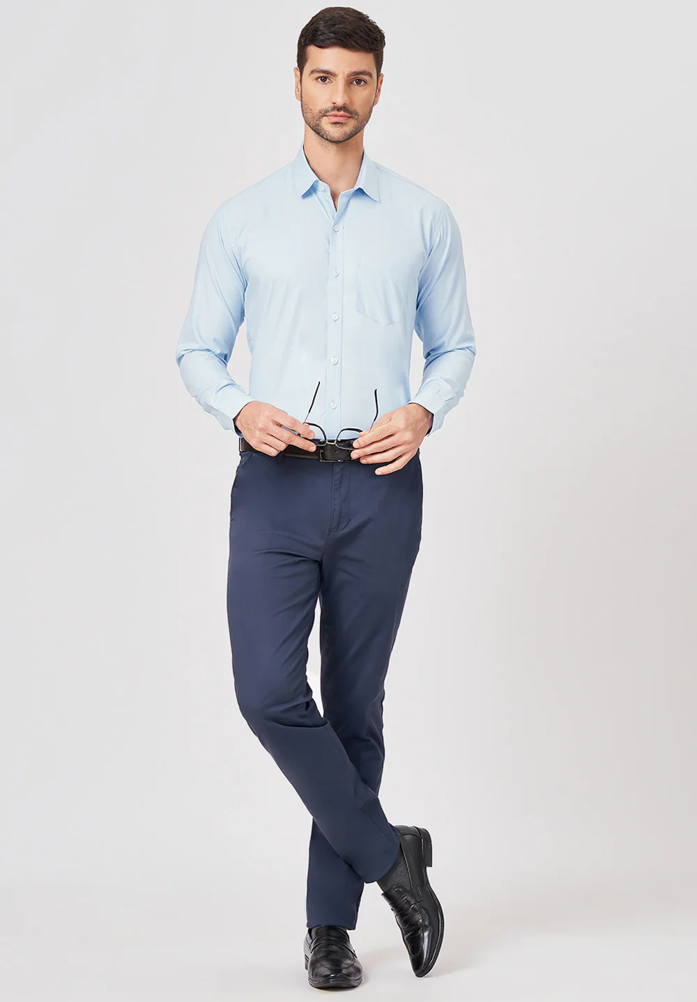 Men Blue Slim Fit Formal Shirt - Image 5