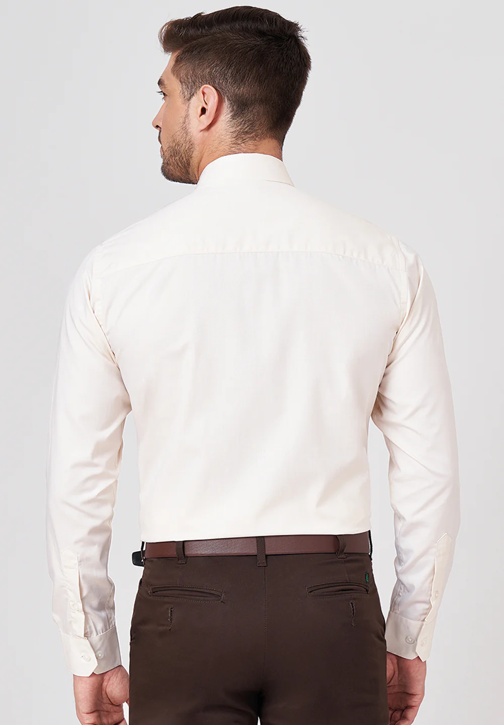Men Beige Slim Fit Formal Shirt - Image 3