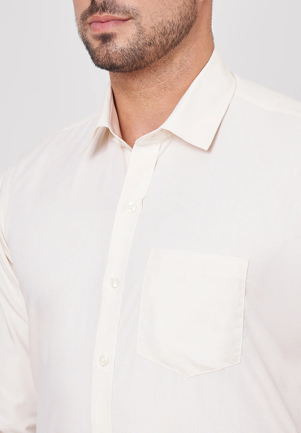 Men Beige Slim Fit Formal Shirt - Image 4