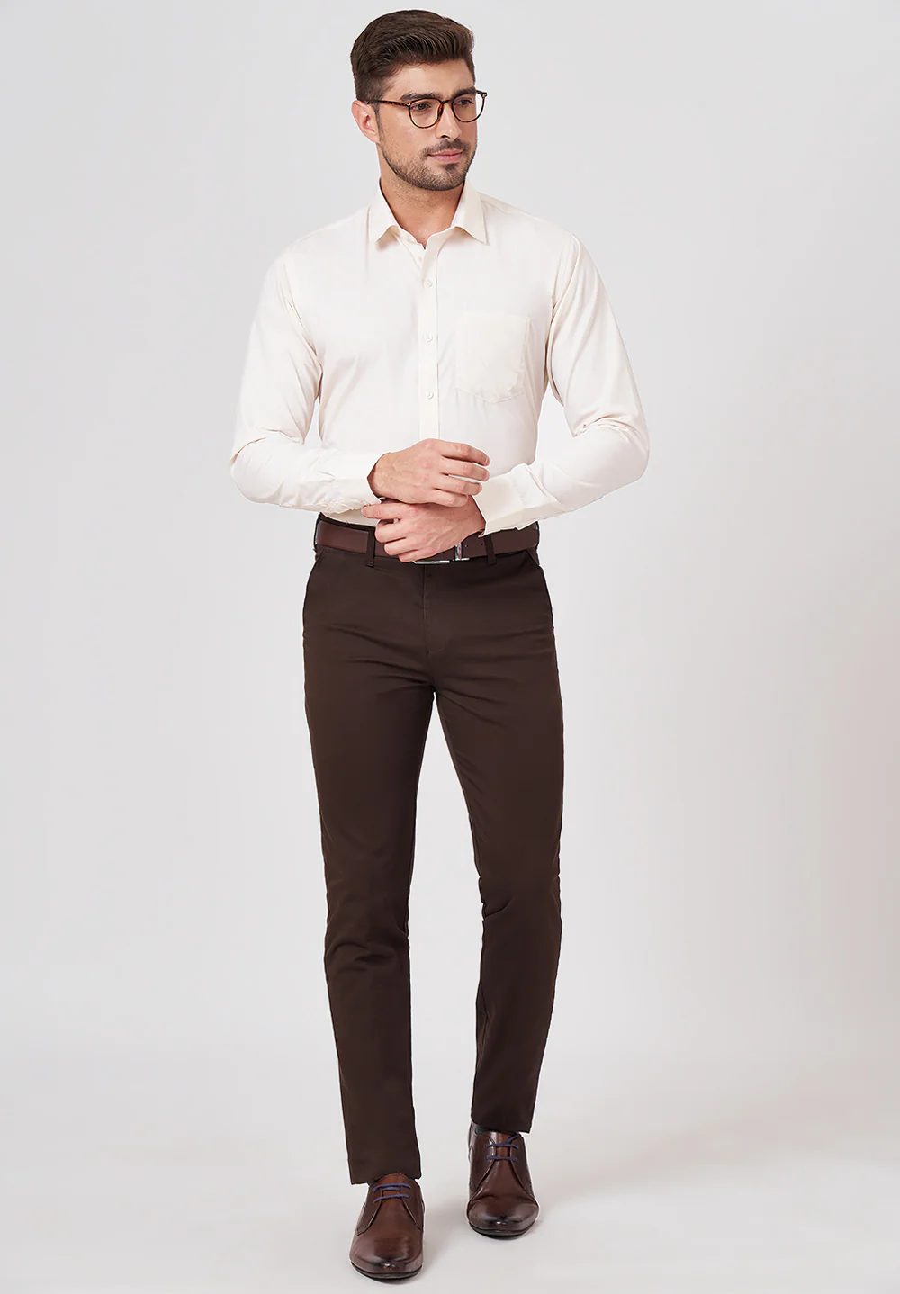 Men Beige Slim Fit Formal Shirt - Image 5
