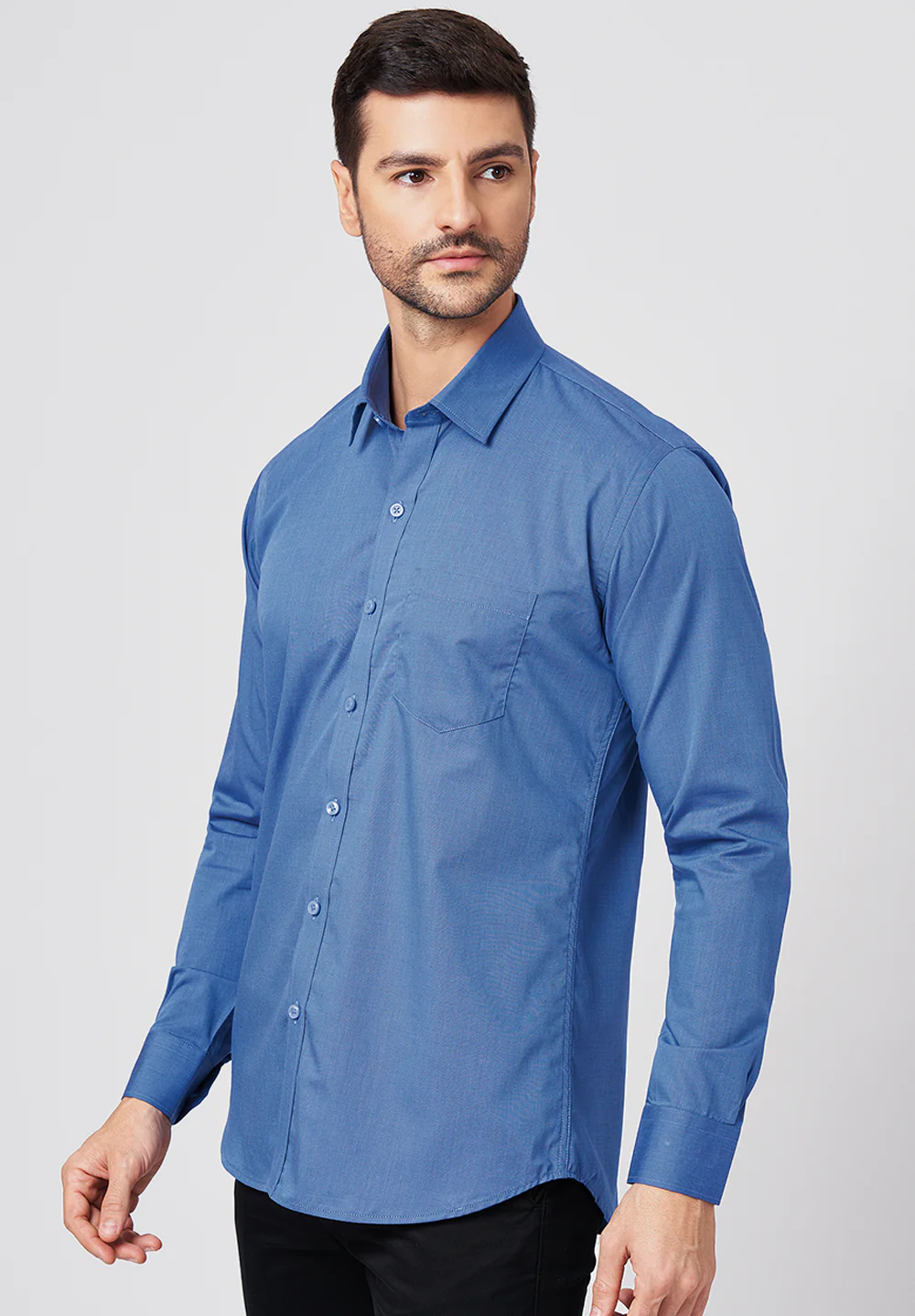 Men Blue Slim Fit Formal Shirt - Image 2