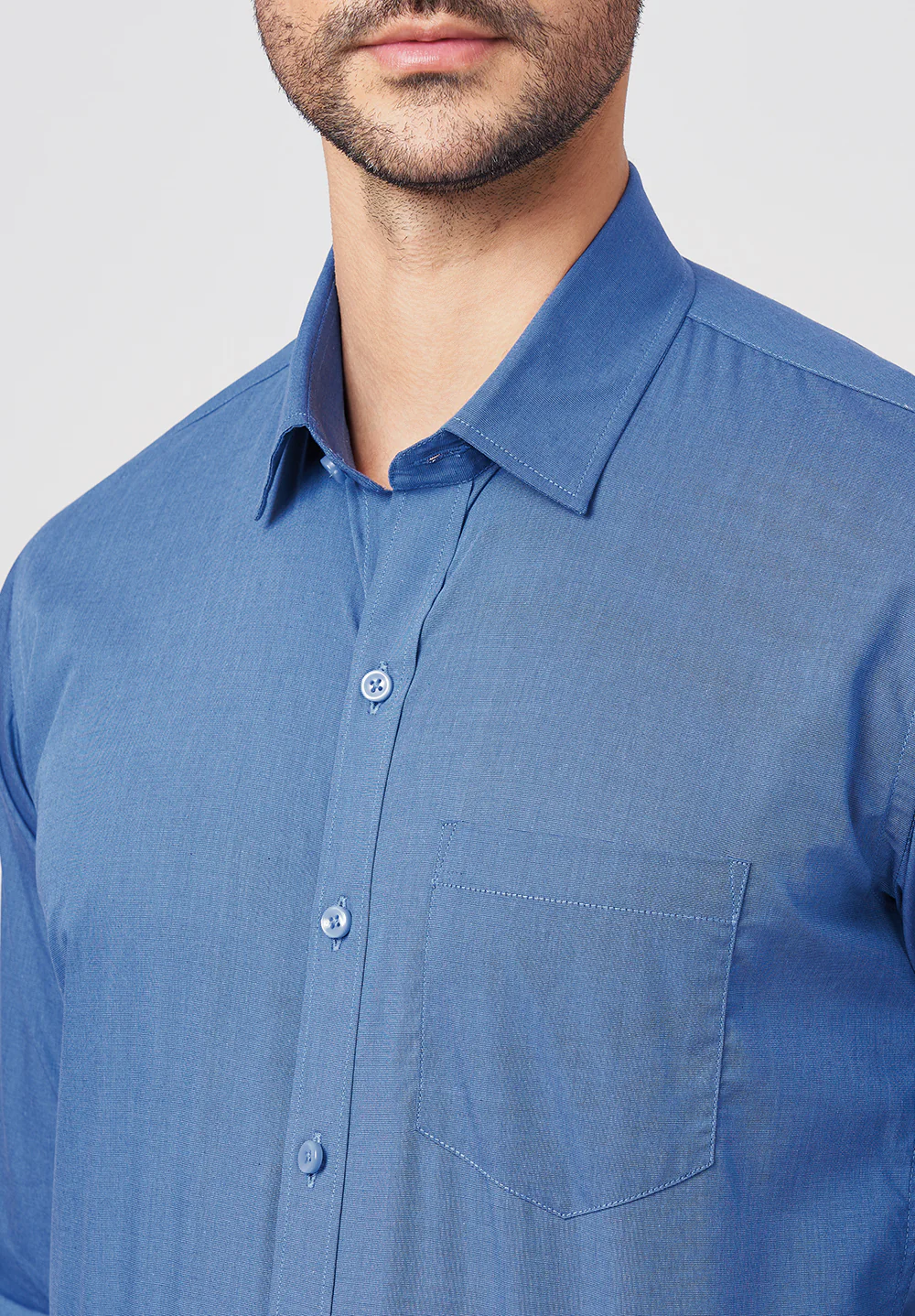 Men Blue Slim Fit Formal Shirt - Image 4