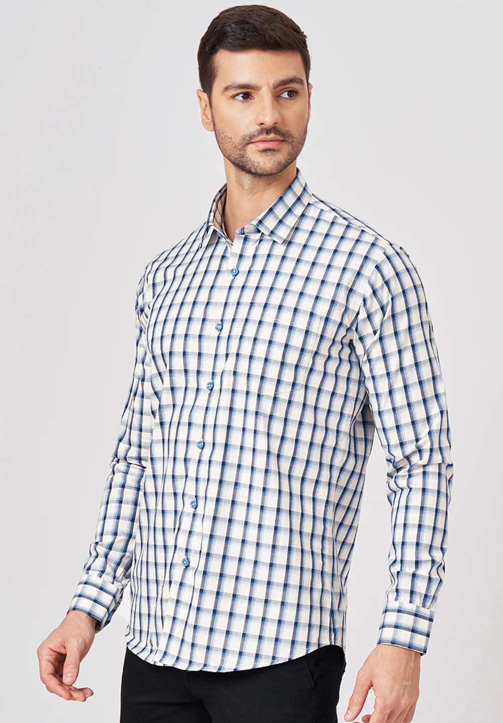 Men Blue Formal Slim Fit Shirt - Image 2