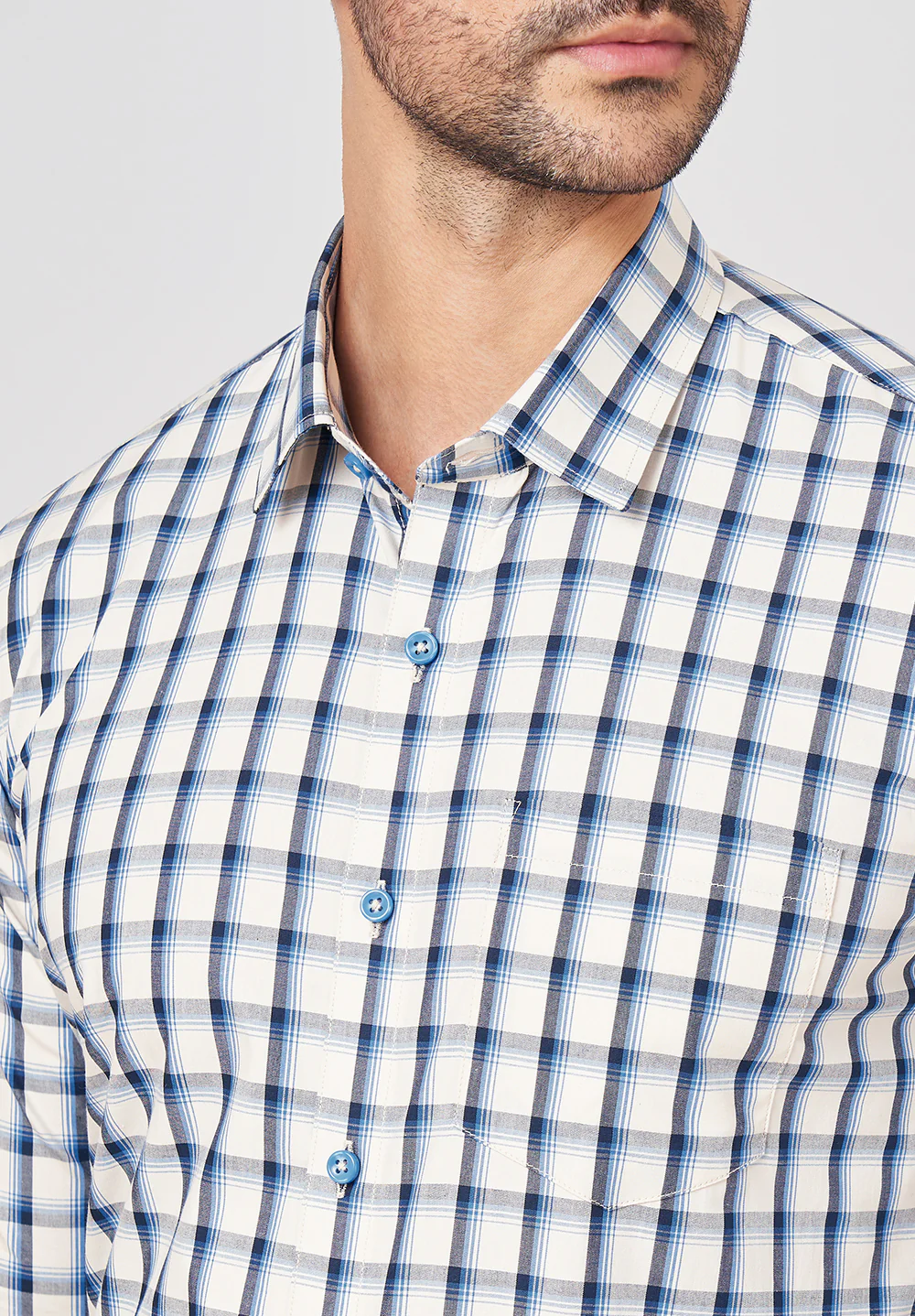 Men Blue Formal Slim Fit Shirt - Image 4
