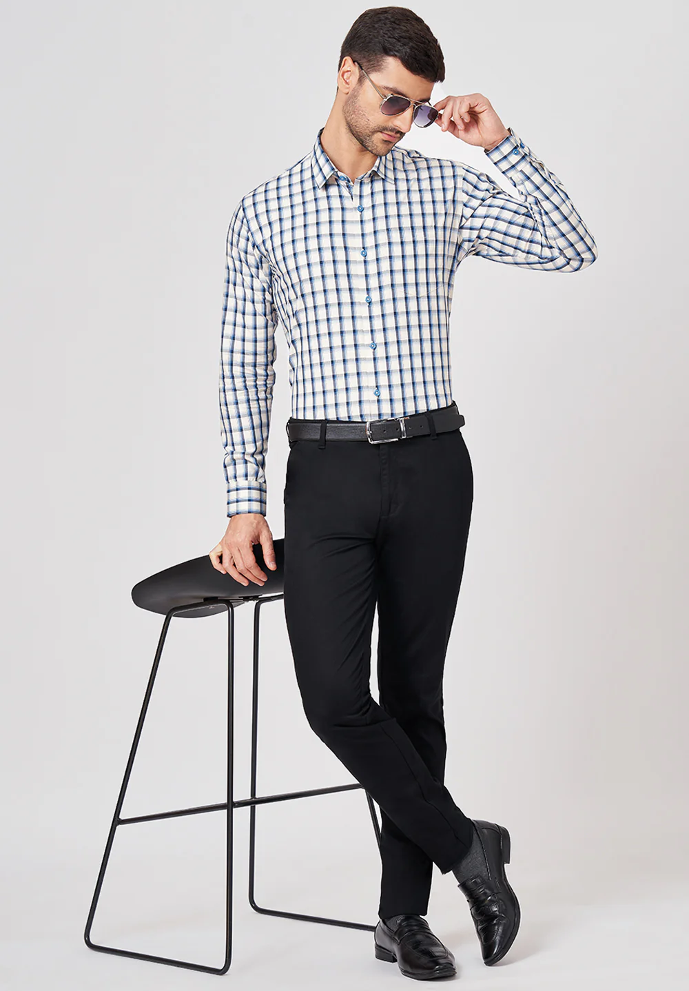 Men Blue Formal Slim Fit Shirt - Image 5
