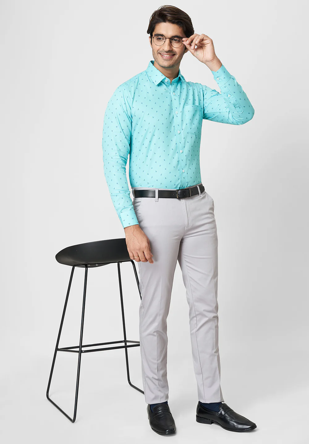 Men Blue Slim Fit Formal Shirt - Image 2