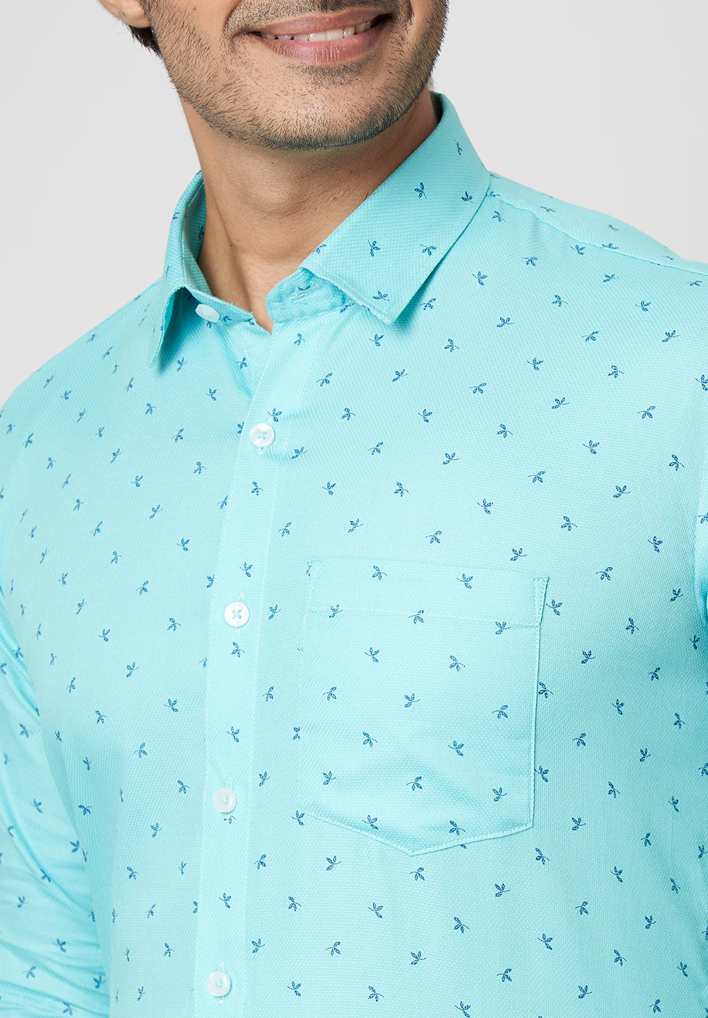 Men Blue Slim Fit Formal Shirt - Image 5