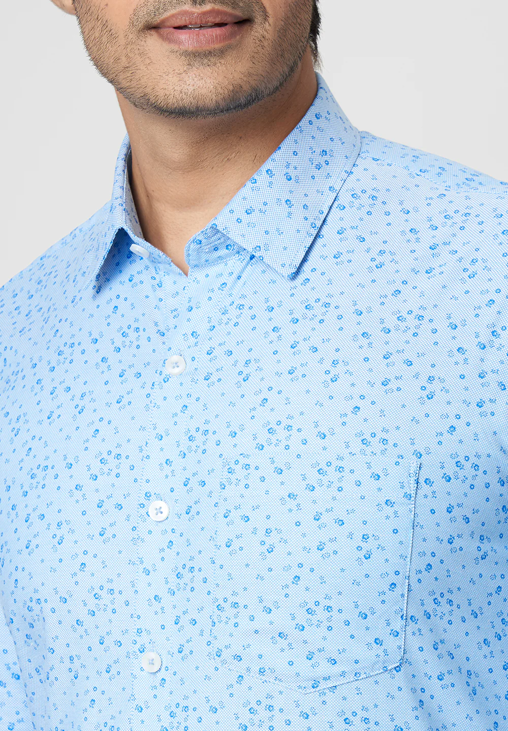 Men Blue Slim Fit Formal Shirt - Image 2