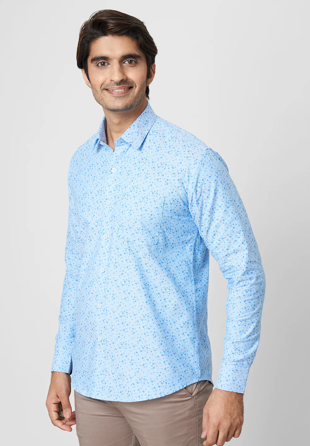 Men Blue Slim Fit Formal Shirt - Image 5