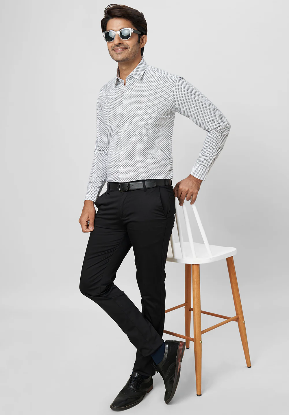 Men Grey Slim Fit Formal Shirt - Image 5