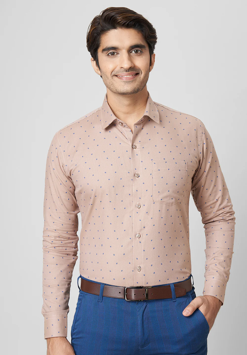Men Brown Slim Fit Formal Shirt
