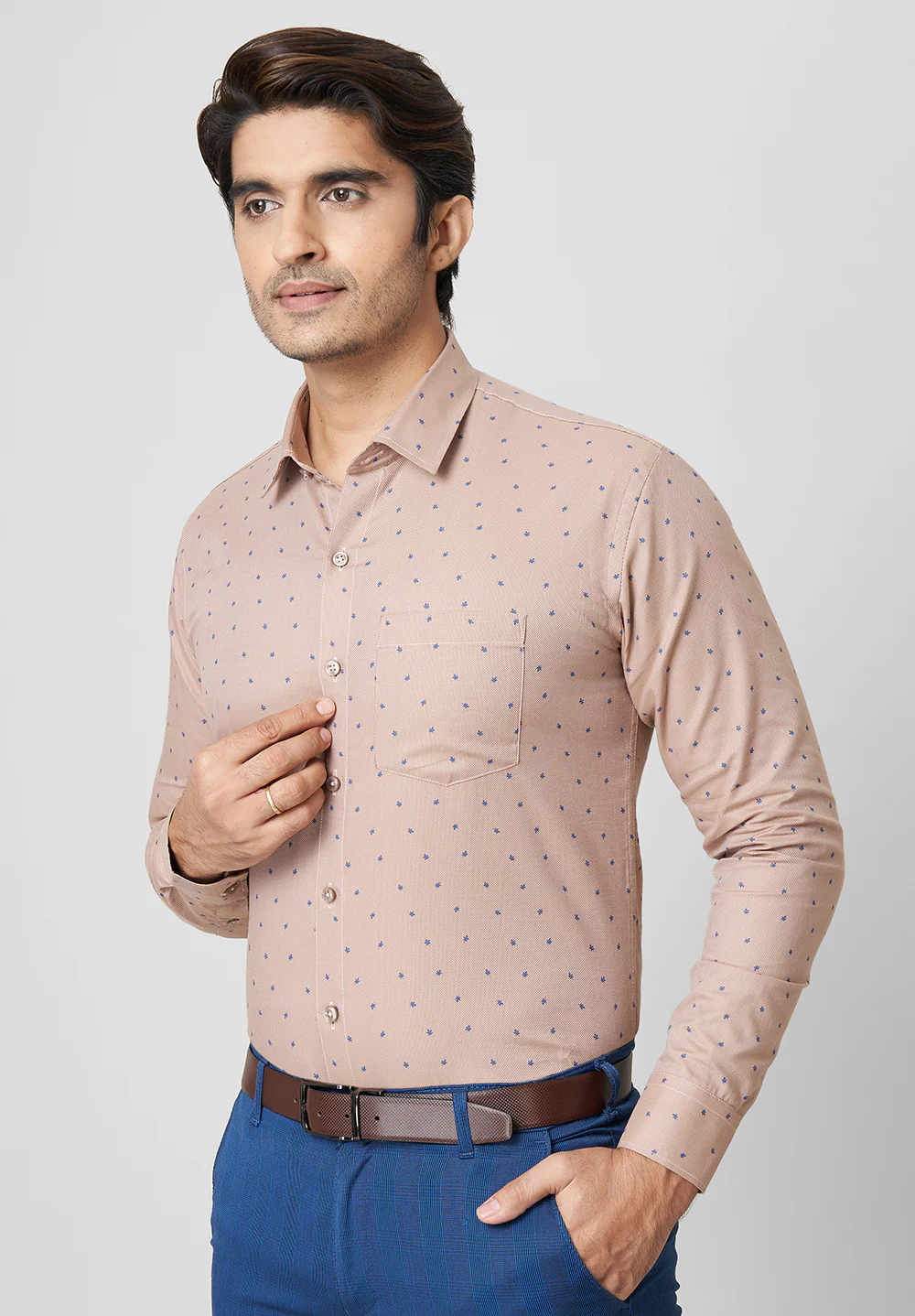 Men Brown Slim Fit Formal Shirt - Image 3