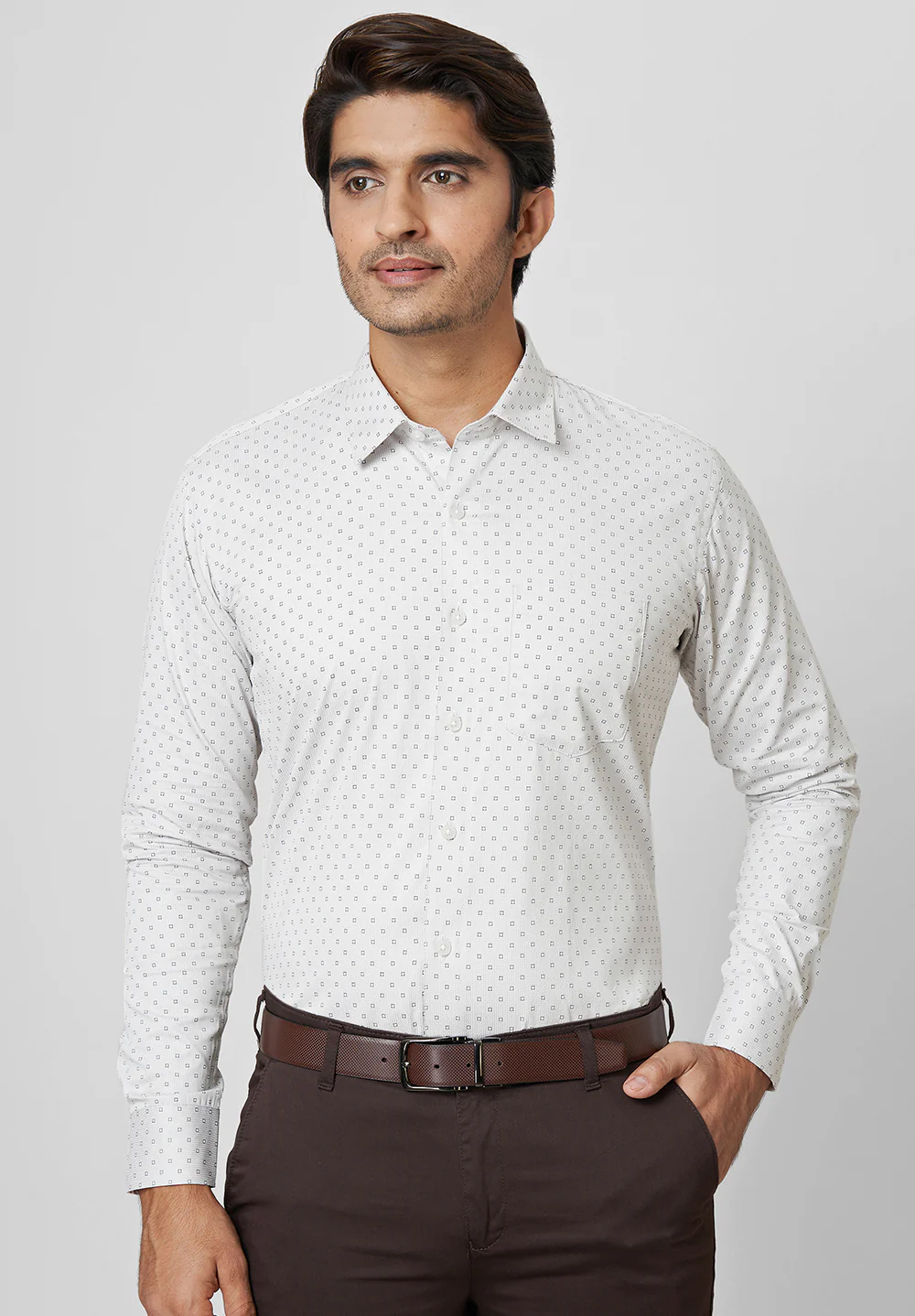 Men Grey Slim Fit Formal Shirt