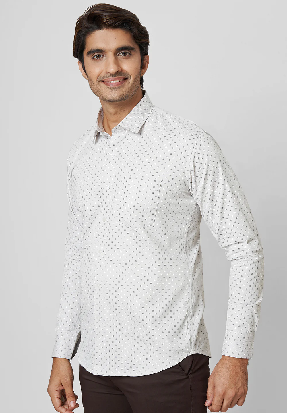 Men Grey Slim Fit Formal Shirt - Image 3