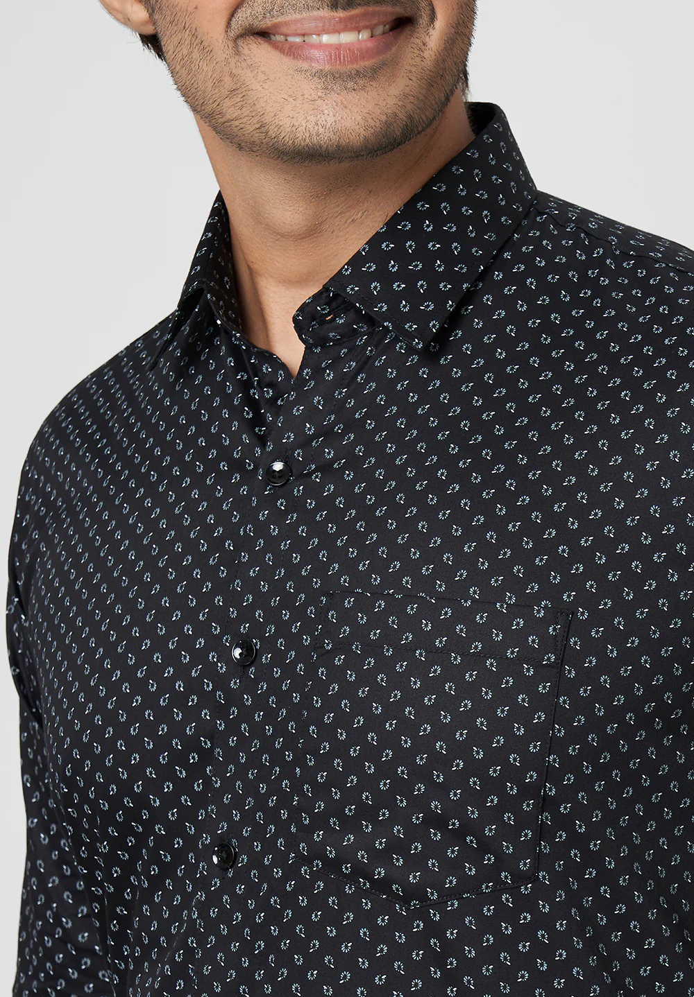 Men Black Slim Fit Formal Shirt - Image 4