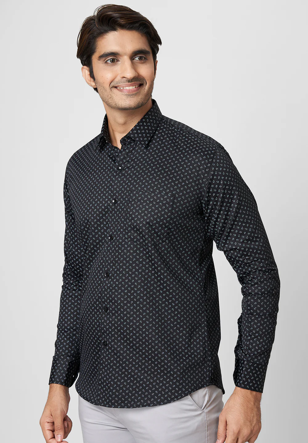 Men Black Slim Fit Formal Shirt - Image 5