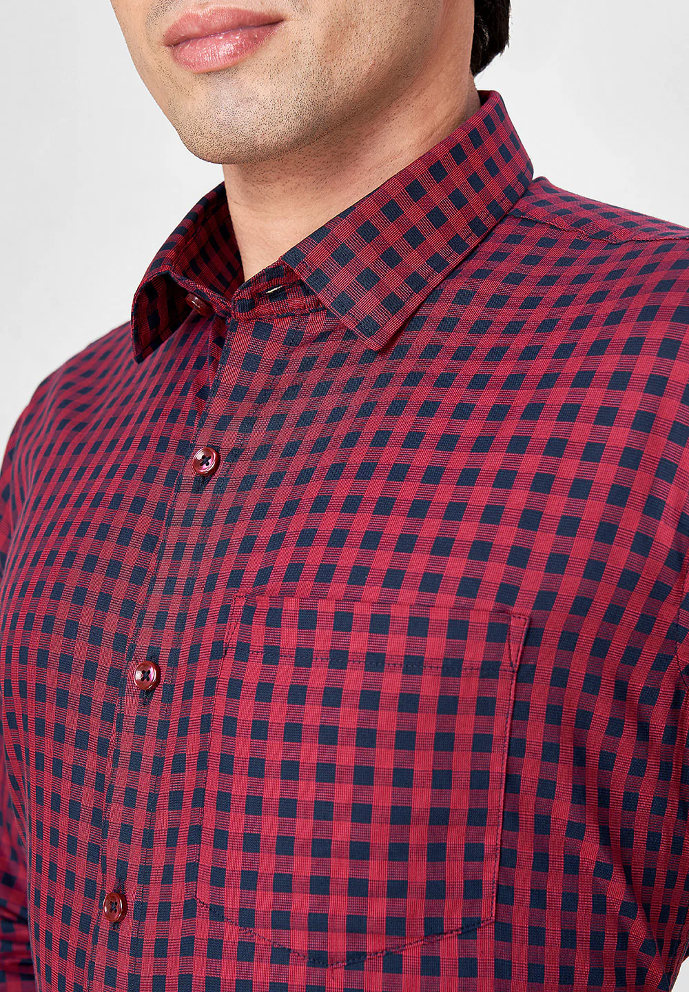 Men Red Slim Fit Formal Shirt - Image 3