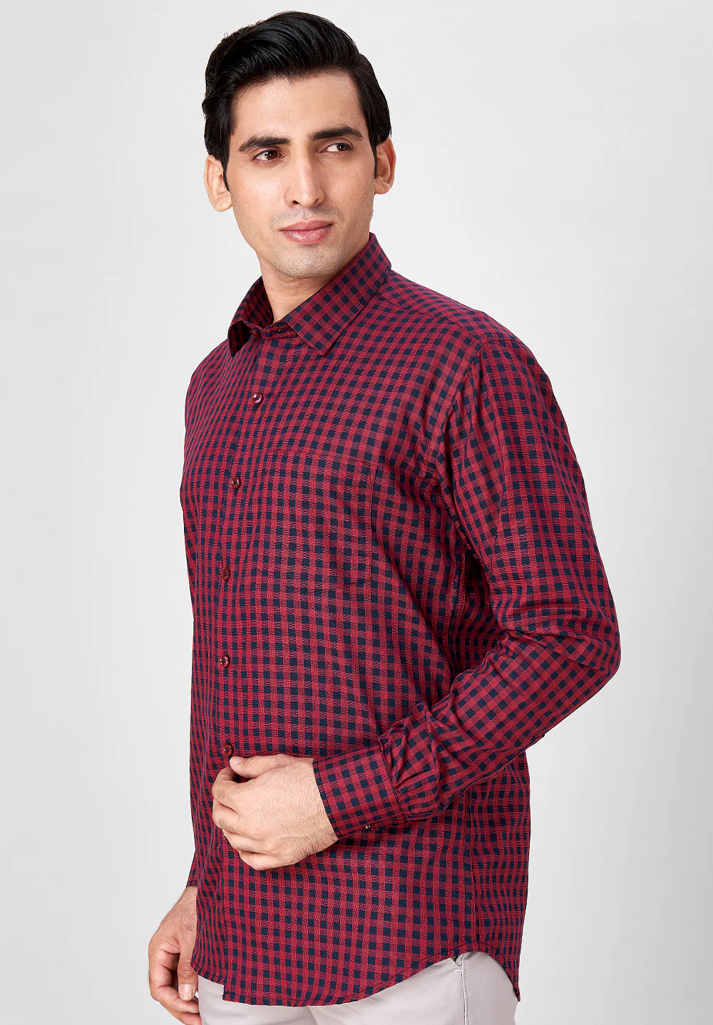 Men Red Slim Fit Formal Shirt - Image 4