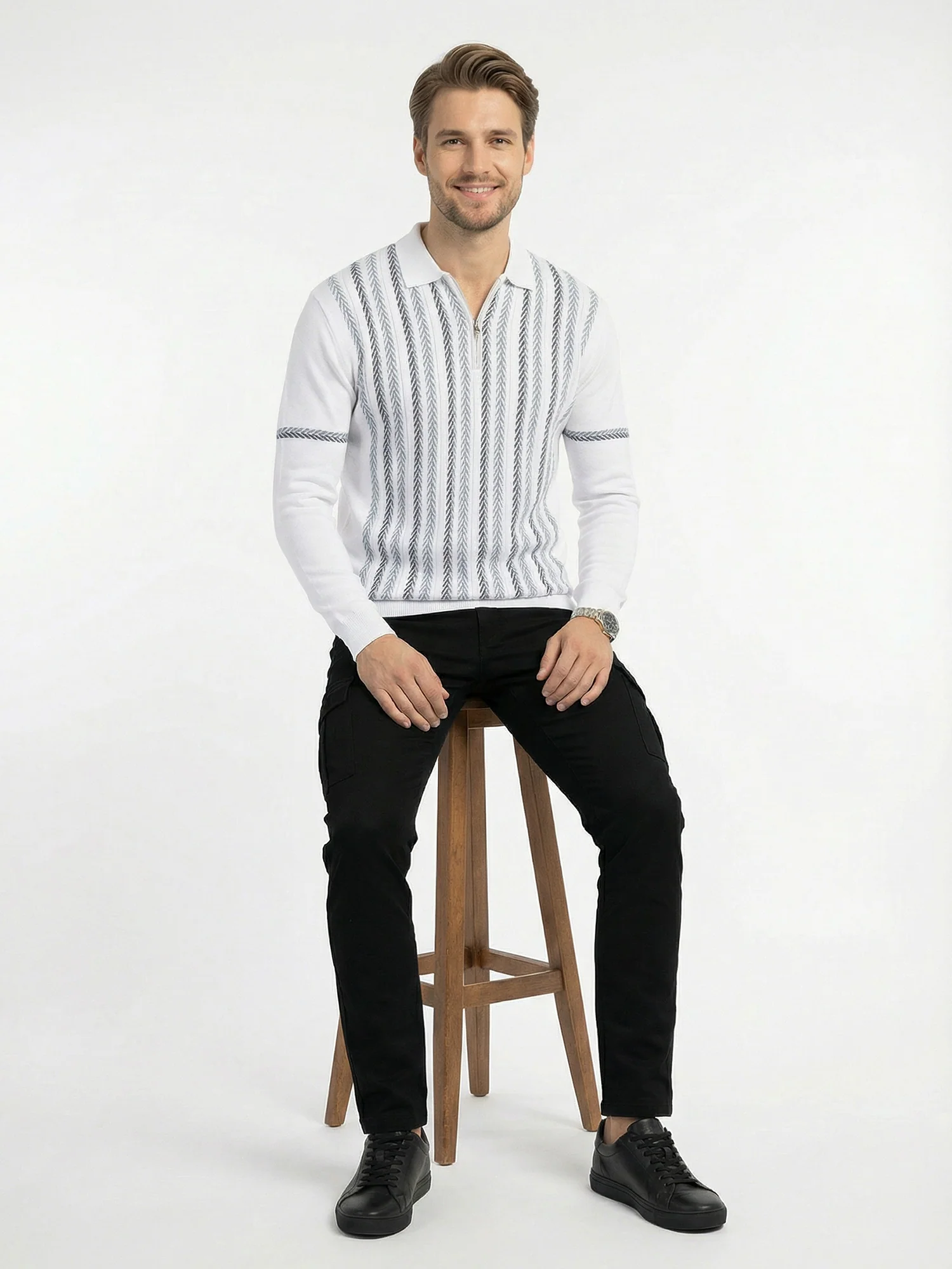 White Full Sleeve Winter T-Shirt - Image 6