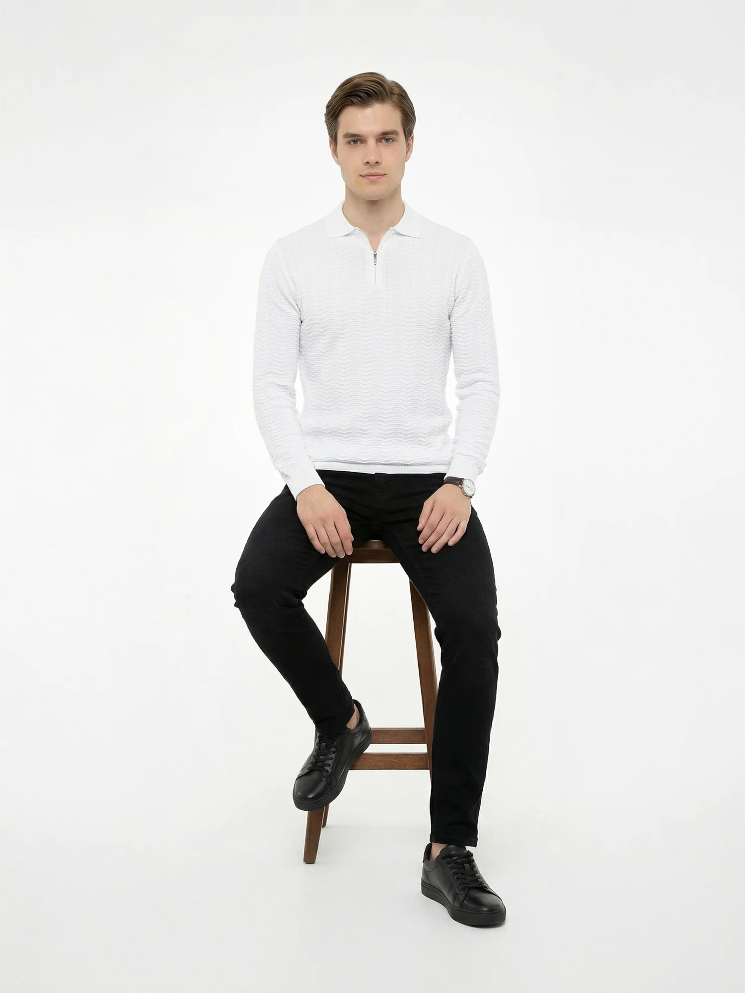 White Full Sleeve Winter T-Shirt - Image 6
