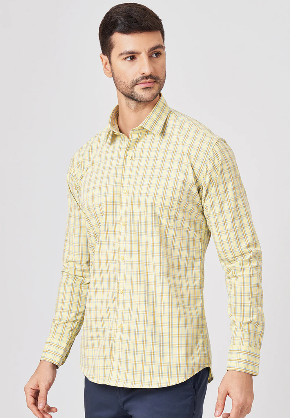 Men Yellow Slim Fit Formal Shirt - Image 4