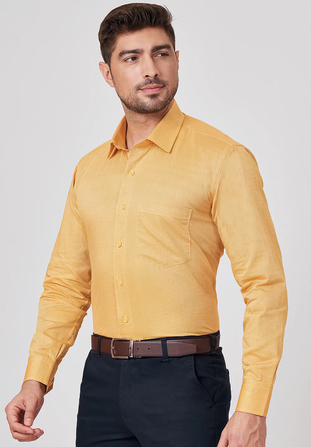 Men Yellow Regular Fit Formal Shirt - Image 3