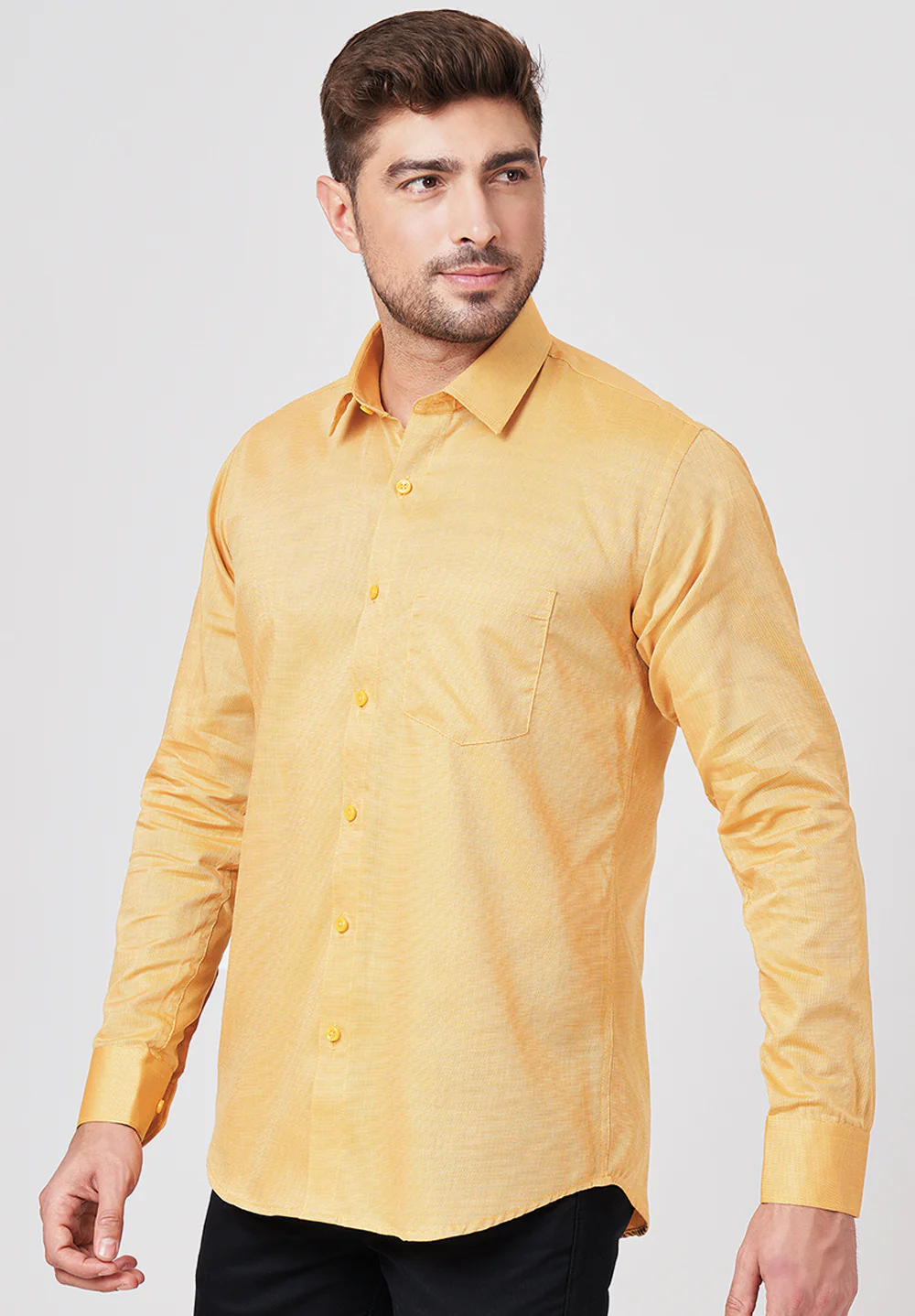 Men Yellow Slim Fit Formal Shirt - Image 2