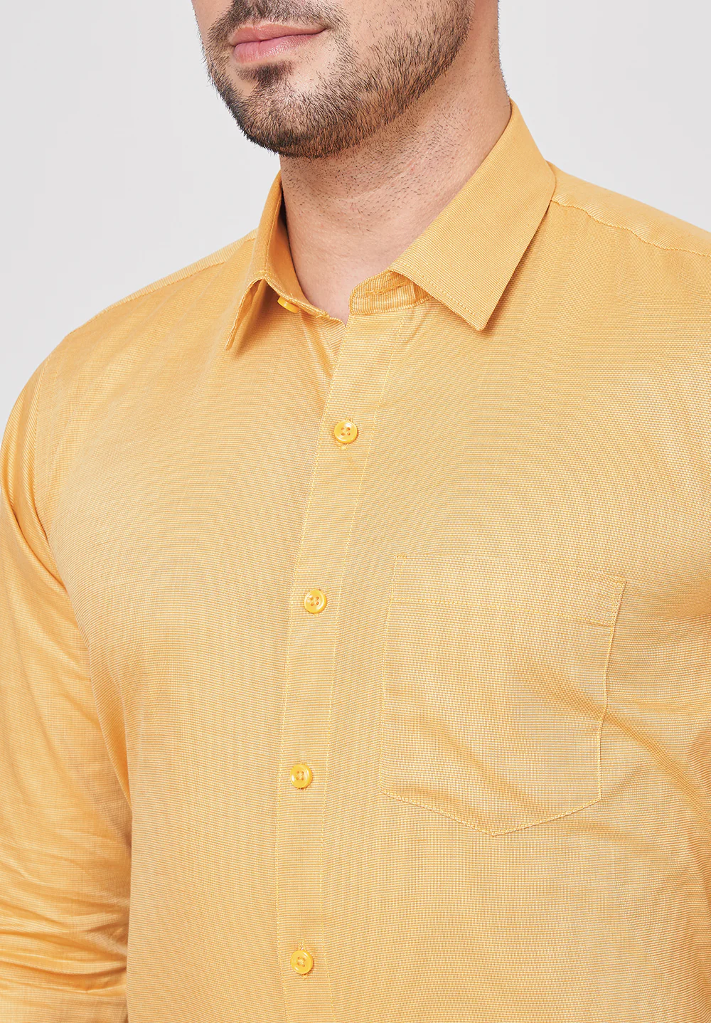 Men Yellow Slim Fit Formal Shirt - Image 4