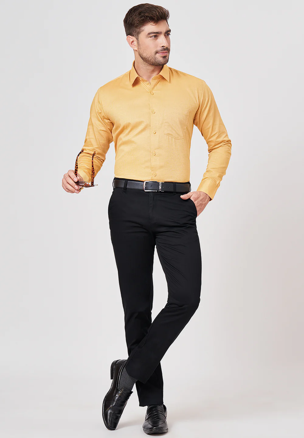 Men Yellow Slim Fit Formal Shirt - Image 5